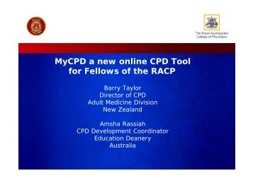 MyCPD a new online CPD Tool for Fellows of the RACP