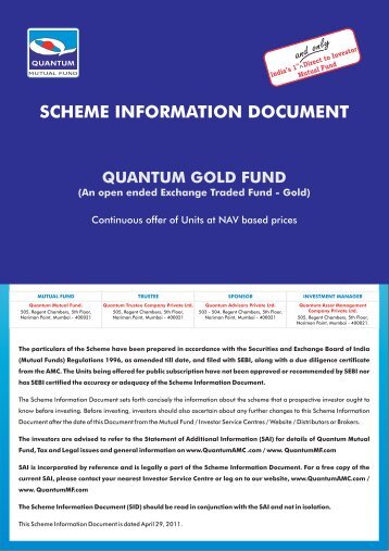 SCHEME INFORMATION DOCUMENT - Quantum Mutual Fund