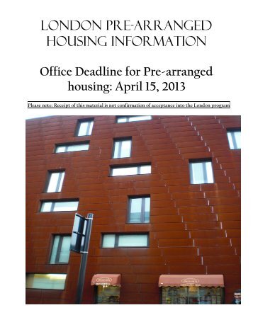 london pre-arranged housing information - SU Abroad - Syracuse ...