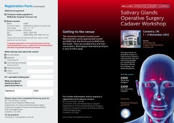 Salivary Glands Operative Surgery Cadaver Workshop - British ...