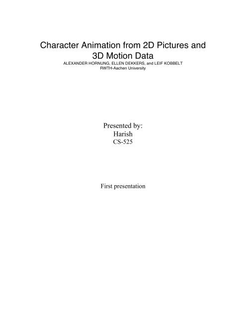 Character Animation from 2D Pictures and 3D Motion Data