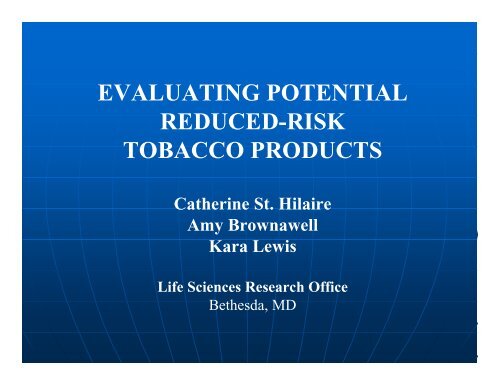 Tobacco Science Research Conference - Life Sciences Research ...