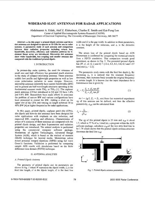 Wideband slot antennas for radar applications - University of ...