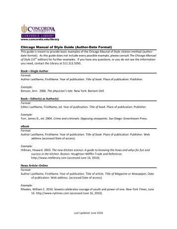 Chicago manual of style research paper outline