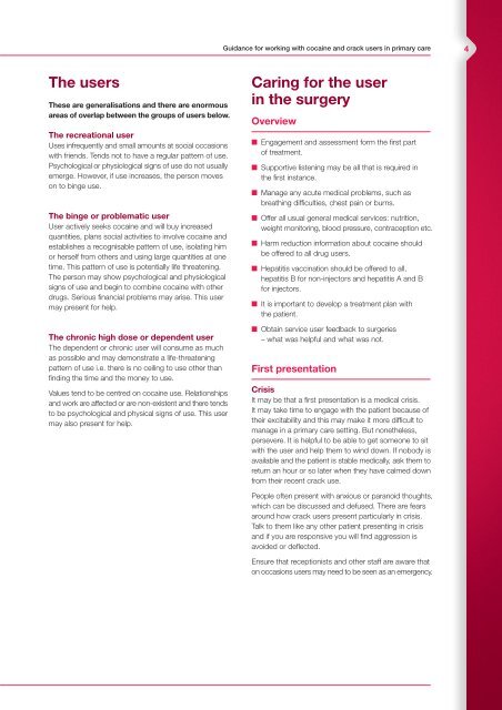 cocaine guidance - Royal College of General Practitioners