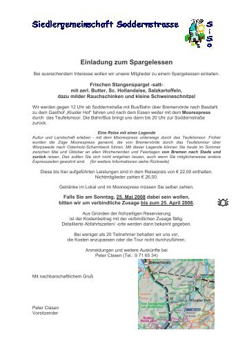 Einladung zum Spargelessen - soddernstrasse