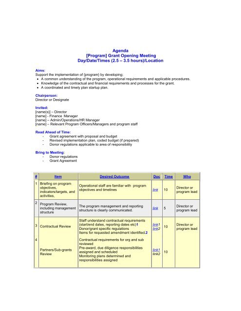 Sample Grant Opening Meeting Agenda - ethniccommunities.org