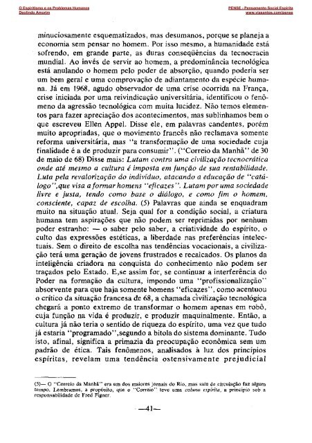 O Espiritismo e os problemas Humanos - Deolindo ... - ViaSantos