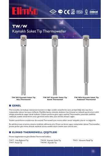 TW/W KaynaklÄ± Soket Tip Thermowell - Elimko