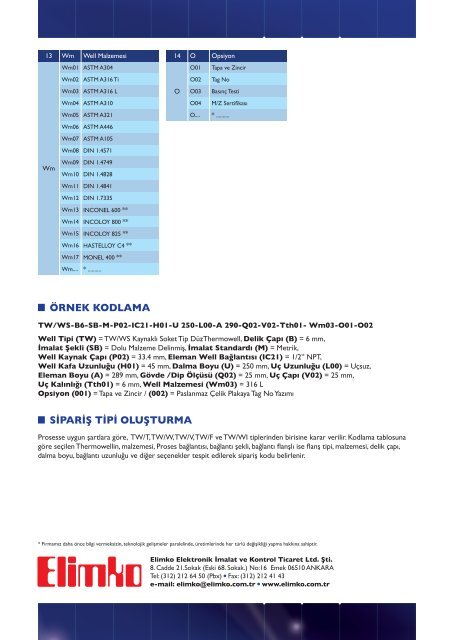 TW/W KaynaklÄ± Soket Tip Thermowell - Elimko