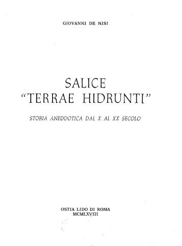 SALICE "TERRAE HIDRU - culturaservizi.it