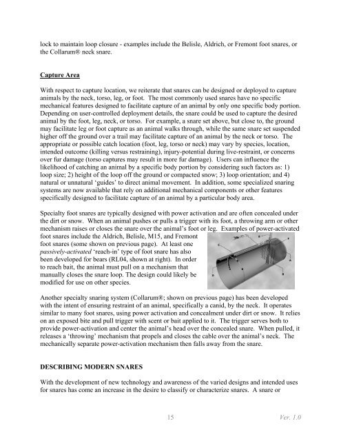 Modern Snares for Capturing Mammals: - Association of Fish and ...