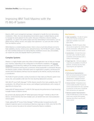 Improving IBM Tivoli Maximo with the F5 BIG-IP System - F5 Networks