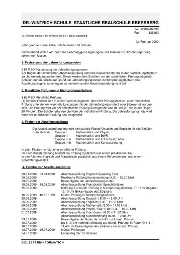 Infos zur AP 2009 - Realschule Ebersberg