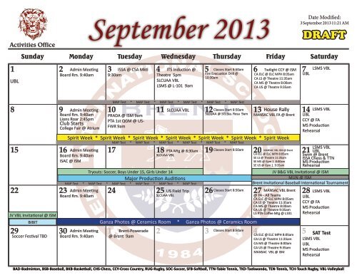 Activities Calendar - Brent International School Manila