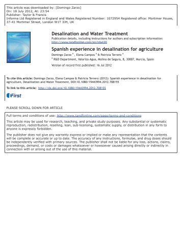 Spanish experience in desalination for agriculture - Valoriza Agua