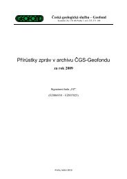 Přírůstky zpráv v archivu ČGS-Geofondu - Česká geologická služba