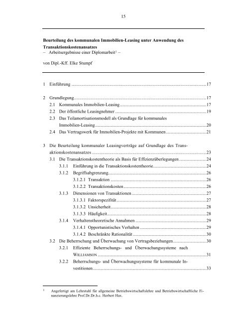 Beurteilung des kommunalen Immobilien-Leasing unter Anwendung ...