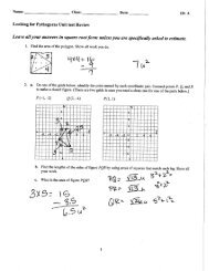 Looking for Pythagoras Unit test Review - Bellevue Christian School