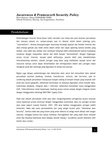 1 Awareness & Framework Security Policy Pendahuluan ... - Sharing