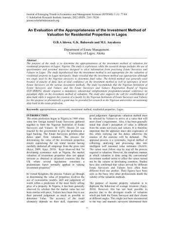 An Evaluation of the Appropriateness of the Investment Method of ...