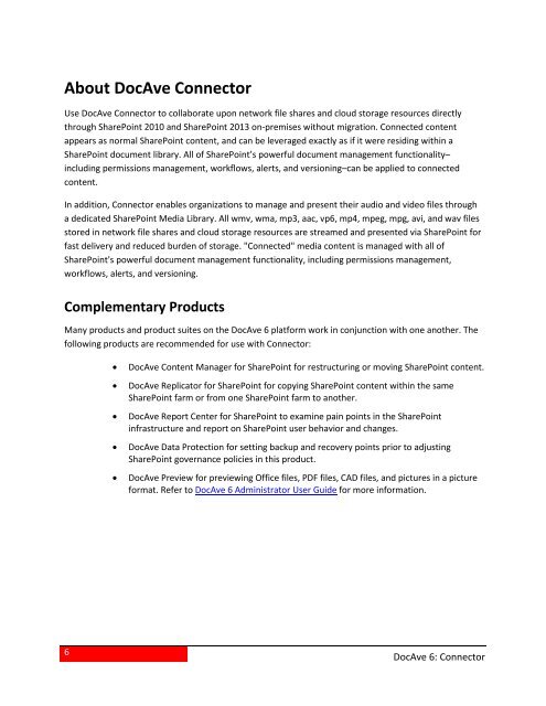 DocAve 6 Service Pack 3 Connector User Guide - AvePoint