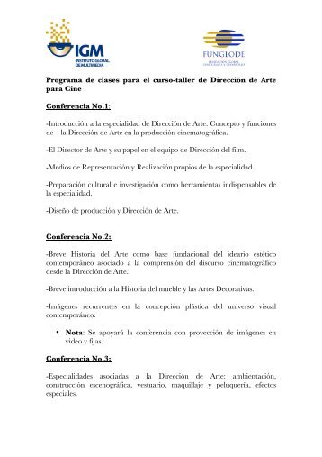 Programa de clases para el curso-taller de DirecciÃ³n de Arte para ...