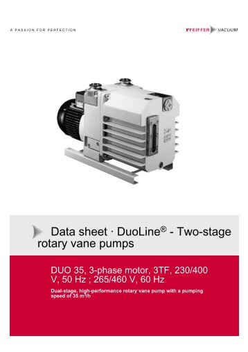 Data sheet Â· DuoLineÂ® - Two-stage rotary vane pumps - Tecnovac