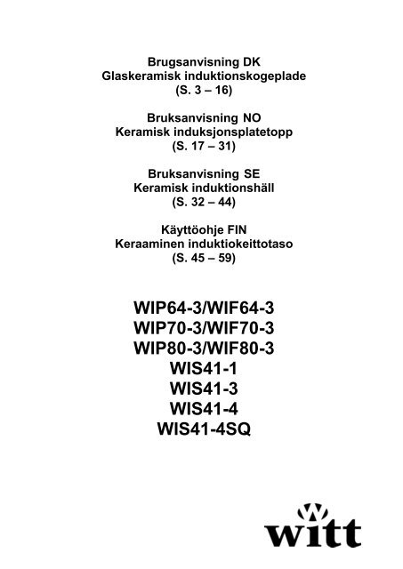 Installation WIS41-3 - Witt Hvidevarer A/S