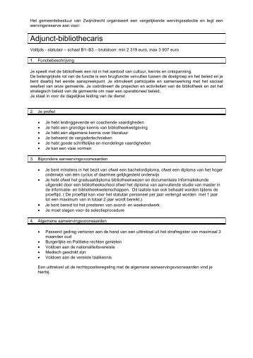 voorwaarden, functiebeschrijving en sollicitatieformulier - Gemeente ...