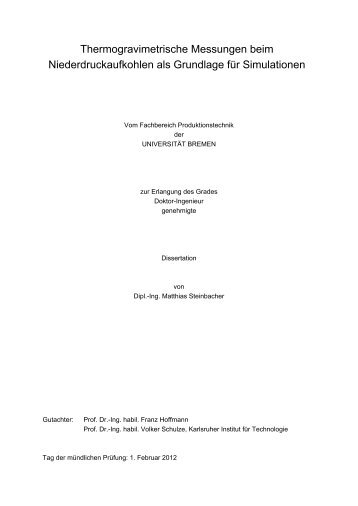 7 Zusammenfassung der Ergebnisse aus der Thermo- waage