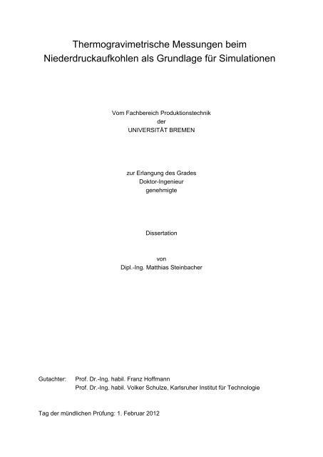 7 Zusammenfassung der Ergebnisse aus der Thermo- waage