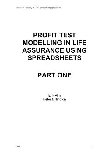 profit test modelling in life assurance using spreadsheets part one