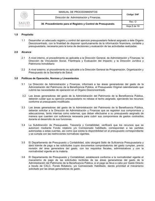 Procedimiento para el Registro y Control de Presupuesto