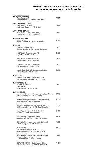 MESSE JENA 2010 vom 19. bis 21. März - MesseKonzept Thüringen