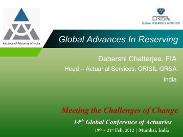 Global Advances in Reserving - Actuarial Society of India