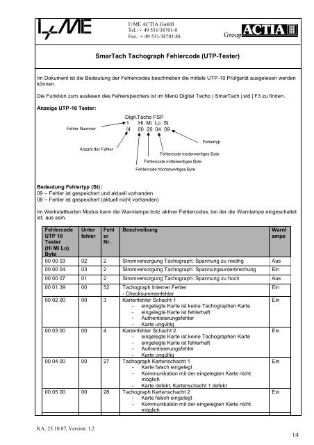 Vdo Tachograph Fehlercode Liste
