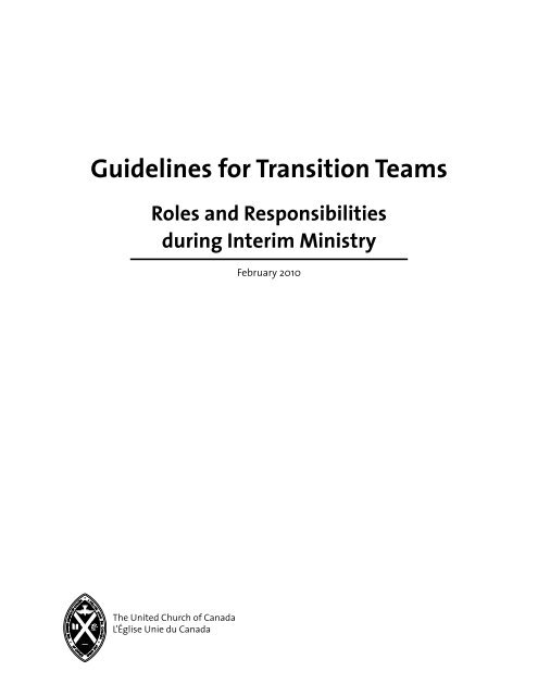 Guidelines for Transition Teams - The United Church of Canada