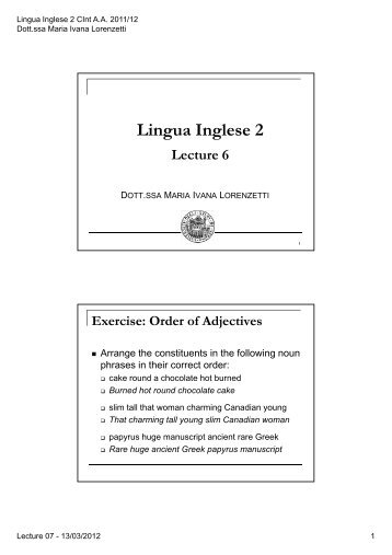 Lingua Inglese 2 CINT - LECTURE 6 (14/03/2012) (pdf, it, 109 KB, 3 ...