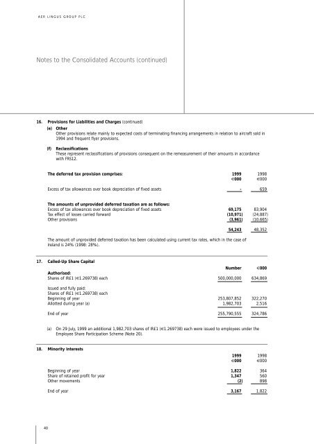 Annual Report 1999 in PDF - Aer Lingus