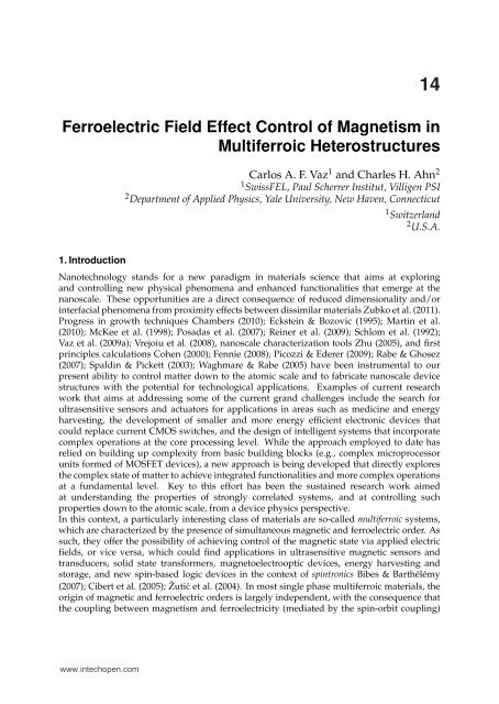 0 Ferroelectric Field Effect Control of Magnetism in Multiferroic - InTech