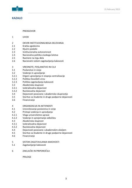 Samoevalvacijsko poročilo UM - Univerza v Mariboru