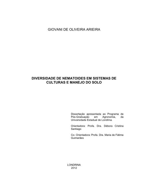 diversidade de nematoides em sistemas de culturas e ... - Index of