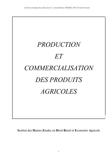 production et commercialisation des produits ... - Oeconomia.net