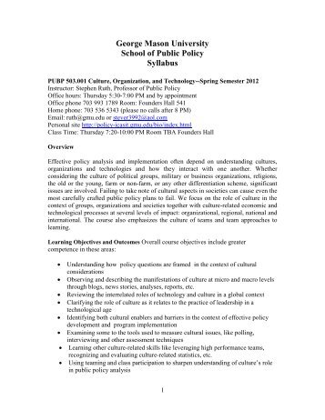 George Mason University School of Public Policy Syllabus