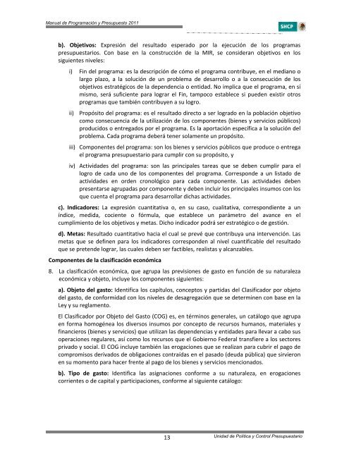 manual de programaciÃ³n y presupuesto para el ejercicio fiscal 2011