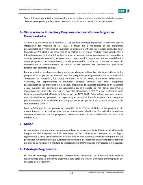 manual de programaciÃ³n y presupuesto para el ejercicio fiscal 2011