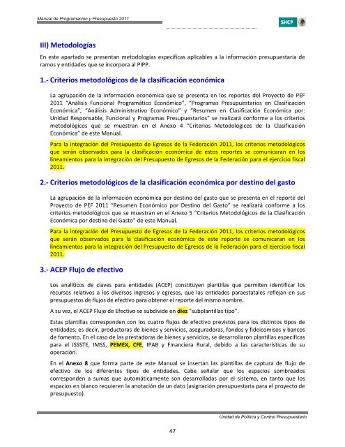 manual de programaciÃ³n y presupuesto para el ejercicio fiscal 2011