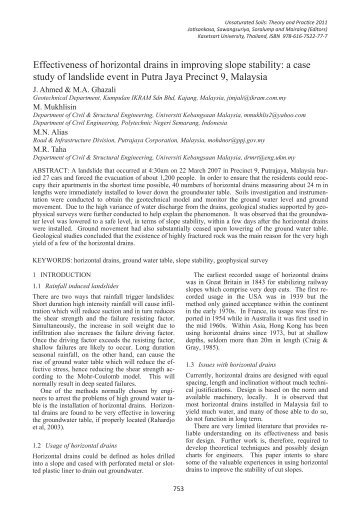 Effectiveness of horizontal drains in improving slope stability: a case ...