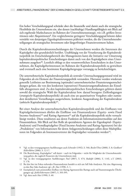 Kapitalstrukturpolitik und Kapitalgeberinteressen - Schmalenbach ...